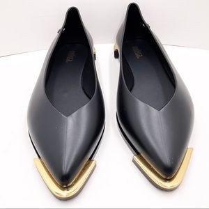 {Melissa} Black Spice Gold Tipped Flats